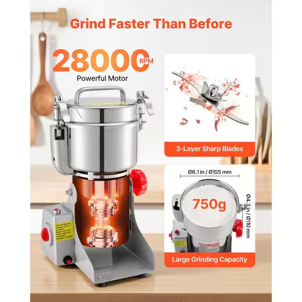 Grindora™ 750 High-Speed Grain Grinder
